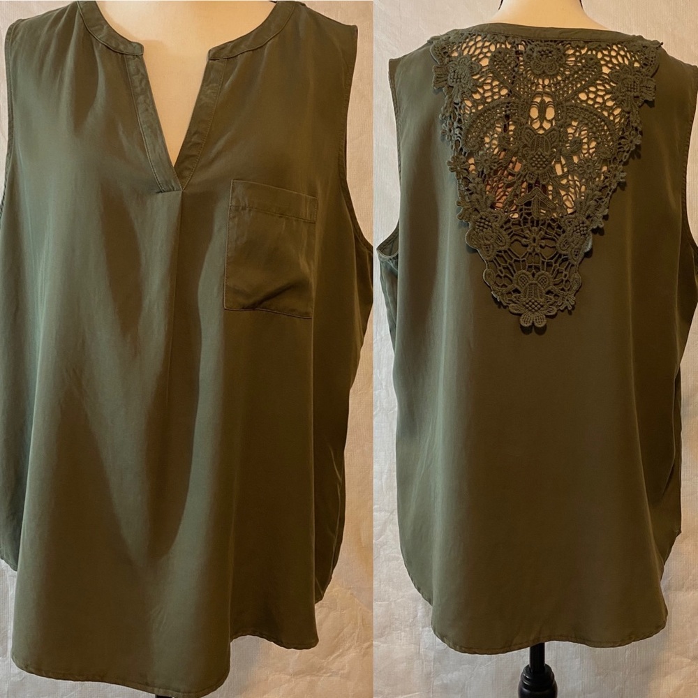 Knox Rose Olive Green Sleeveless Blouse